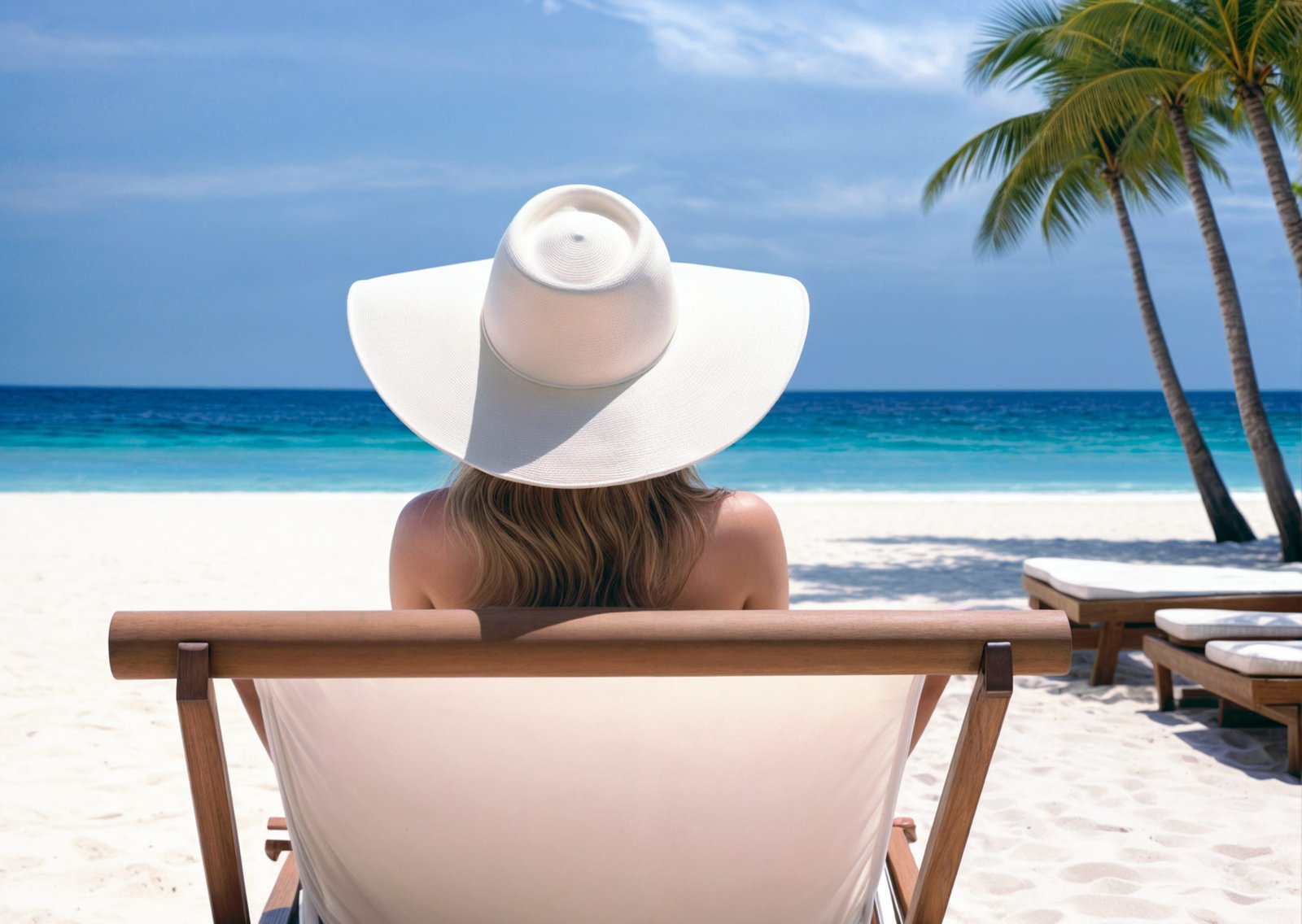 woman facing the sea in peace